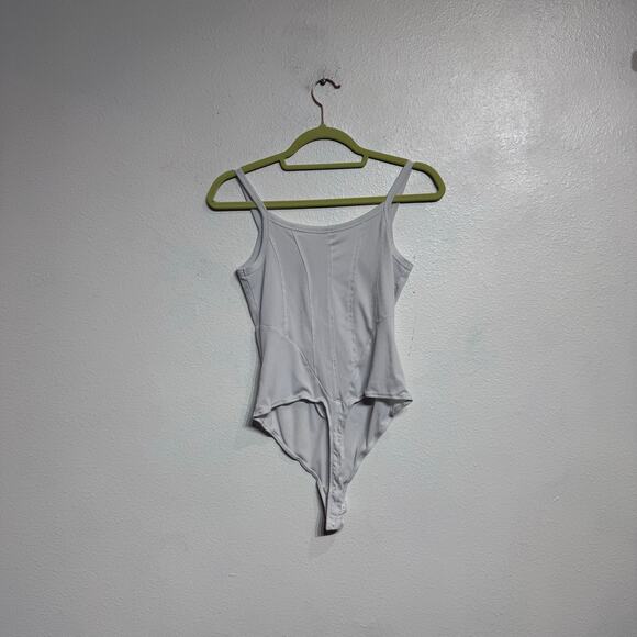 Free People Intimately White Ribbed Thong Bodysuit Sz M - Picture 11 of 14